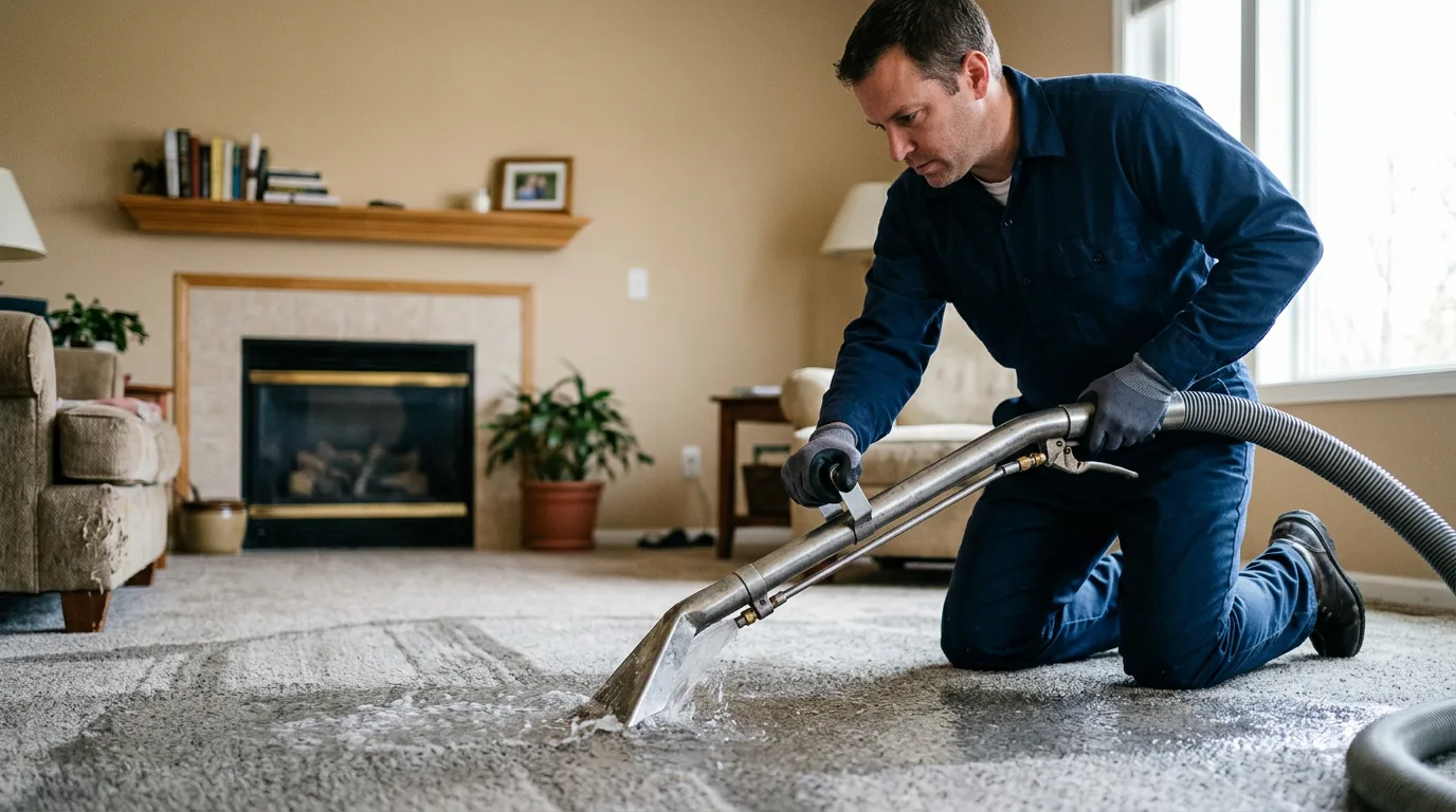 Water damage restoration technician working near Maquoketa, IA